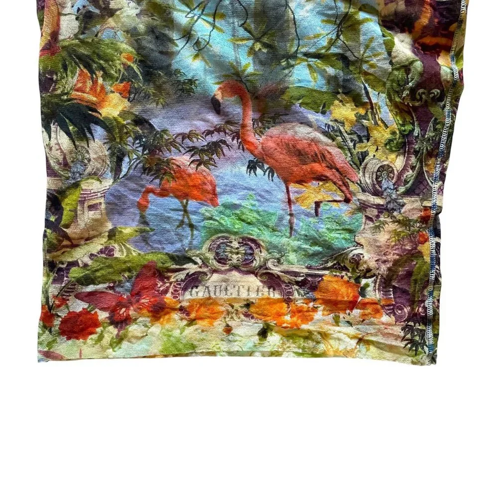 🌟RARE Jean Paul Gaultier Couture Unisex Soleil Mesh Tattoo Flamingo + Floral Top - Picture 8 of 9
